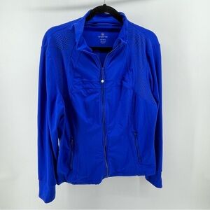 Tangerine Jacket Womens 2XL Blue Full Zip Track Athletic Zip Pockets Thumb Holes